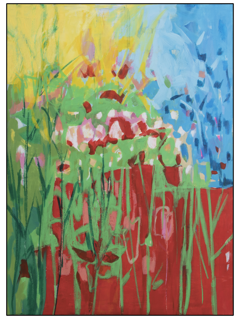 "Rojo amapola", lienzo de la artista Nuria Giles, medidas 100 x 73 cm.