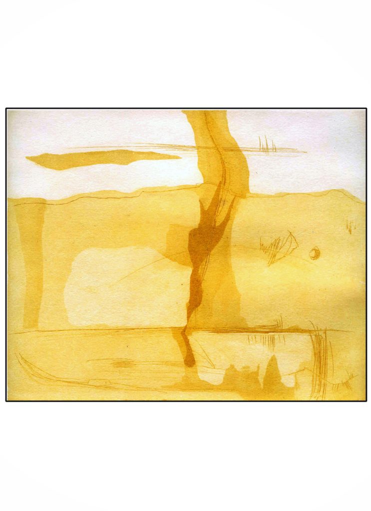"Metáfora amarilla". Aguatinta y punta seca sobre papel Super Alfa
