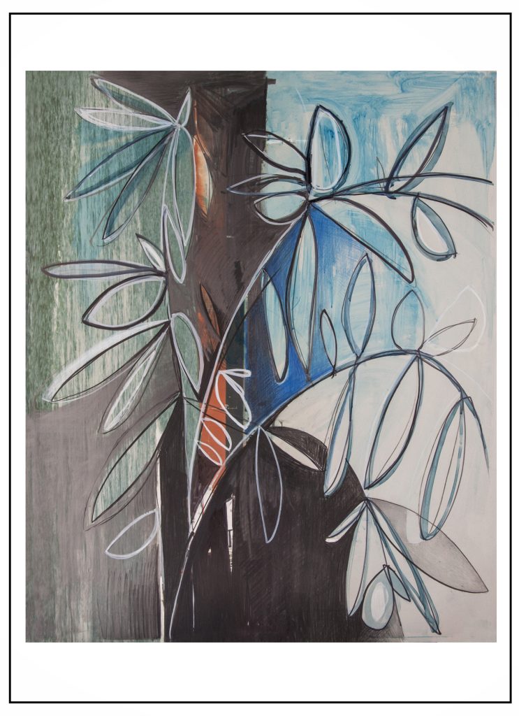 "Hojas de invierno". Técnica mixta sobre papel. Obra de Nuria Giles